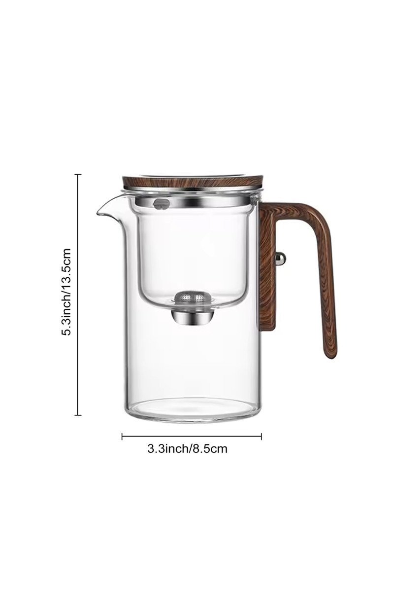 กาน้ำชากระจก แยกน้ำได้ ด้ามไม้ / Glass Teapot Water Separation Wooden Handle