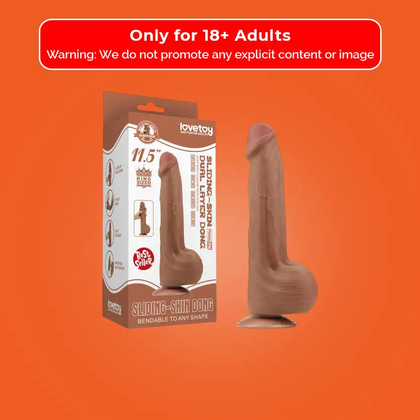 11.5'' King Sized Sliding Skin Dual Density Dildo Brown