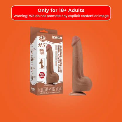11.5'' King Sized Sliding Skin Dual Density Dildo Brown