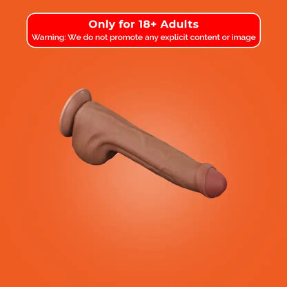 11.5'' King Sized Sliding Skin Dual Density Dildo Brown