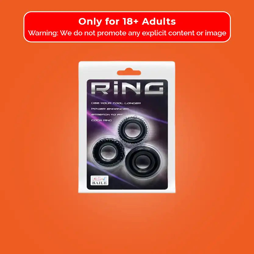 Pretty Love Ring Black 3 Pack