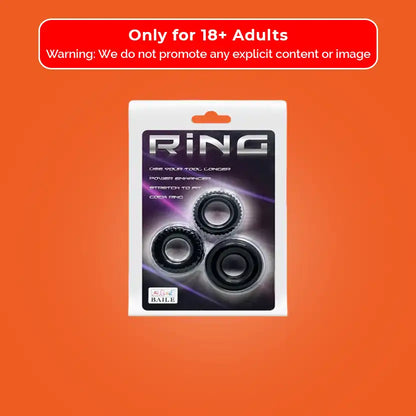 Pretty Love Ring Black 3 Pack