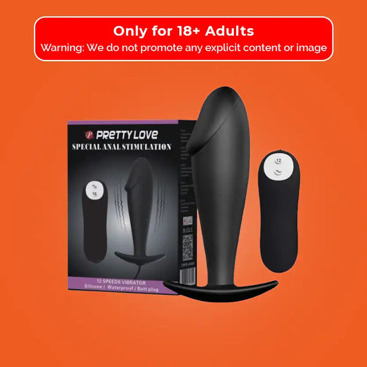 Prettylove Anal Plug Black with Remote Control
